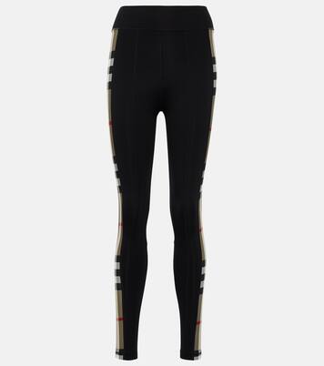 Burberry Check technical jersey leggings in black Burberry Mytheresa