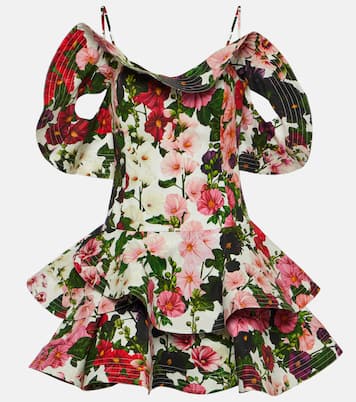 Ruffled floral cotton-blend minidress | Oscar de la Renta