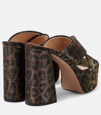 Leopard-print lamé platform mules | Gianvito Rossi