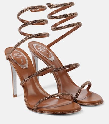 Verzierte Sandalen Cleo 105 aus Satin und Leder | Rene Caovilla