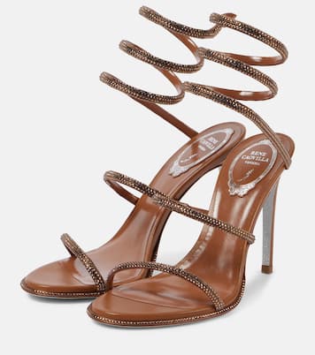 Verzierte Sandalen Cleo 105 aus Satin und Leder | Rene Caovilla