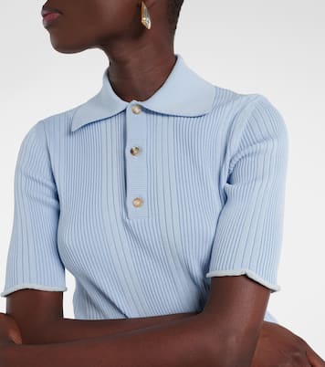 Ribbed-knit cotton polo shirt | Bottega Veneta