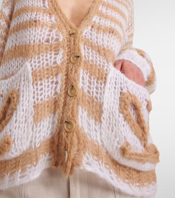 Cardigan Anagram rayé en mohair mélangé | Loewe