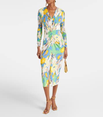 Hades printed ruched jersey midi dress | Diane von Furstenberg