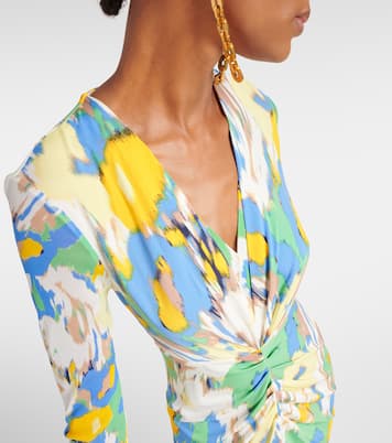Hades printed ruched jersey midi dress | Diane von Furstenberg