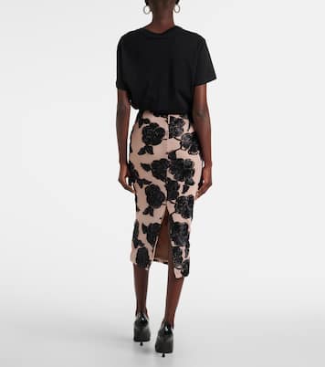 Jupe midi à fleurs | Rotate