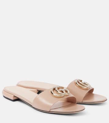 GG Crystal leather slides | Gucci