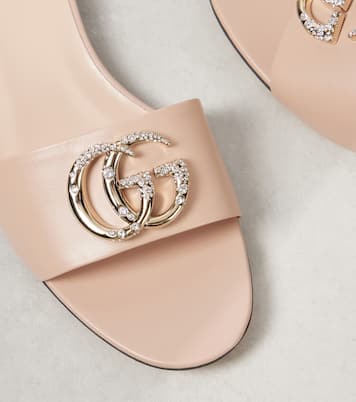 GG Crystal leather slides | Gucci