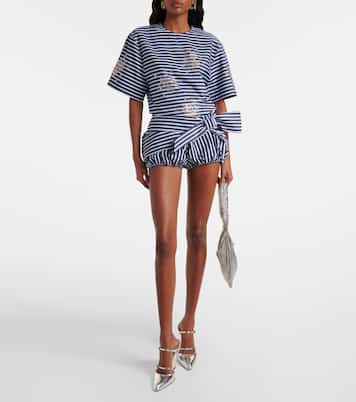 Shorts de algodón a rayas con lazo | Rabanne