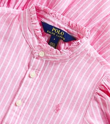 Abito in lino e cotone a righe con balze | Polo Ralph Lauren Kids