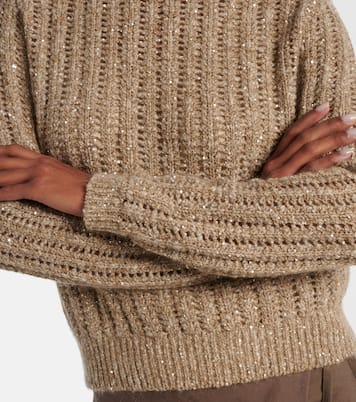 Open-knit sequined sweater | Brunello Cucinelli