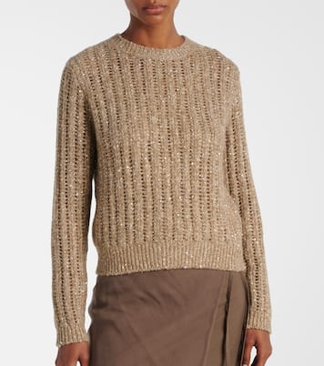 Open-knit sequined sweater | Brunello Cucinelli