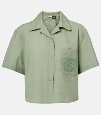 Camisa de popelín en mezcla de algodón con anagrama | Loewe