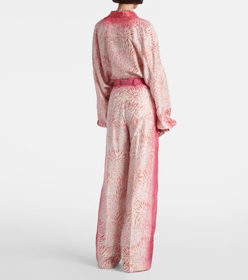 Pantaloni a gamba larga in seta con stampa | Dries Van Noten