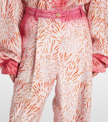 Pantaloni a gamba larga in seta con stampa | Dries Van Noten
