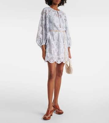 Vestido corto de encaje con cinturón | Zimmermann