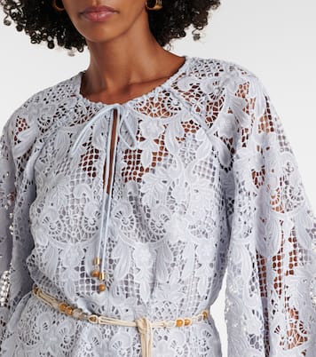 Vestido corto de encaje con cinturón | Zimmermann
