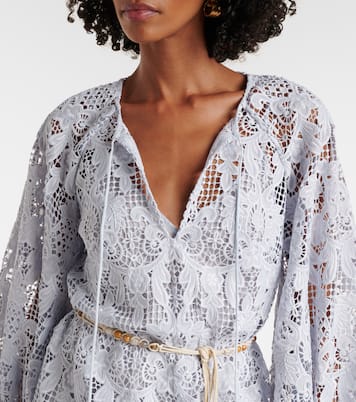 Vestido corto de encaje con cinturón | Zimmermann