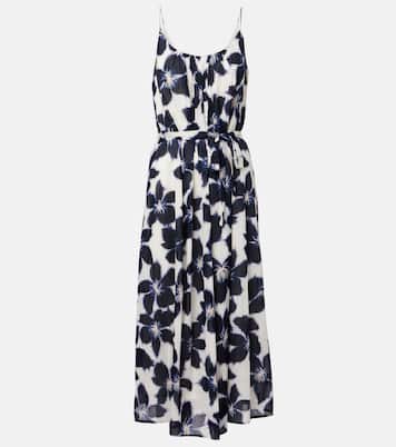 Floral cotton voile midi dress | Velvet