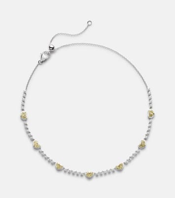 Twin Heart 18kt white gold and enamel choker with diamonds | Kamyen
