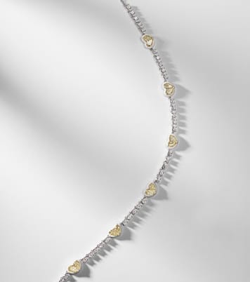 Twin Heart 18kt white gold and enamel choker with diamonds | Kamyen
