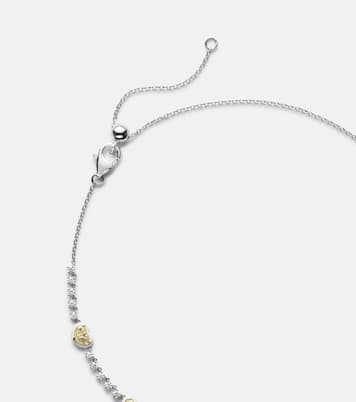 Twin Heart 18kt white gold and enamel choker with diamonds | Kamyen
