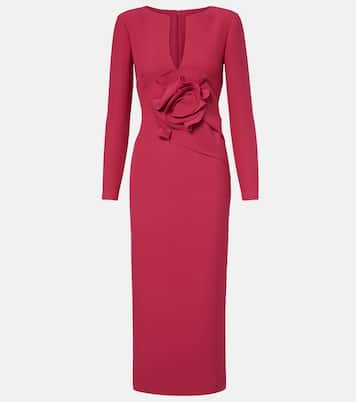 Floral-appliqué crêpe midi dress | Roland Mouret