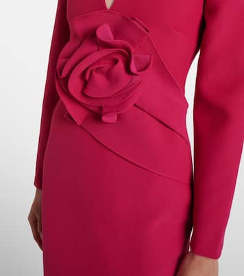 Floral-appliqué crêpe midi dress | Roland Mouret