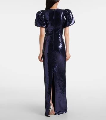 Cressida puff-sleve sequined gown | Rebecca Vallance