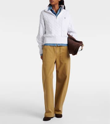 Jersey trenzado de algodón con cremallera parcial | Polo Ralph Lauren
