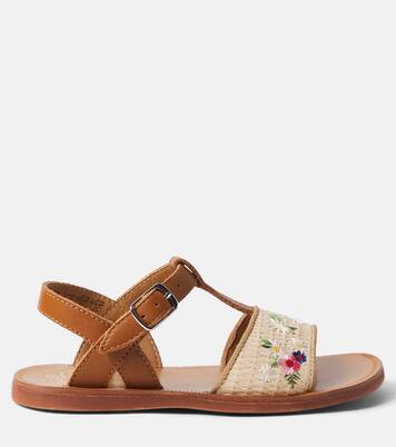 Plagette embroidered leather sandals | Pom d'Api
