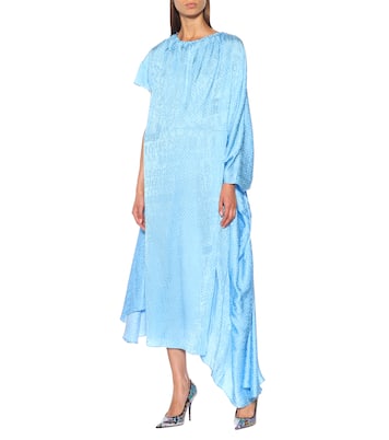 Robe asymétrique en soie à pois | Balenciaga