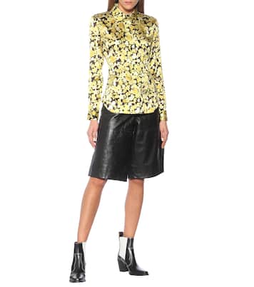 Floral stretch-silk satin shirt | Ganni