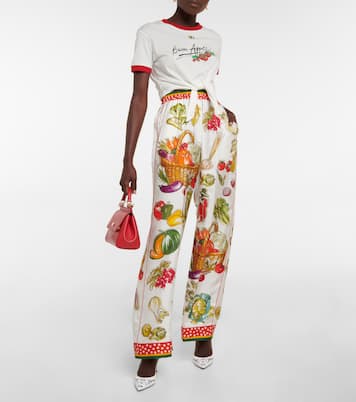 Pantalon ample imprimé en sergé de soie | Dolce&Gabbana