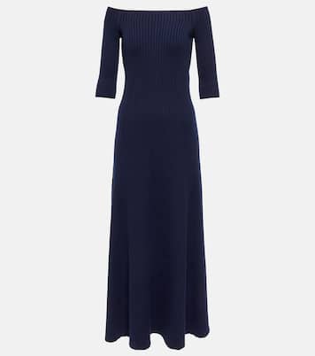 Off-shoulder wool-blend maxi dress | Chloé