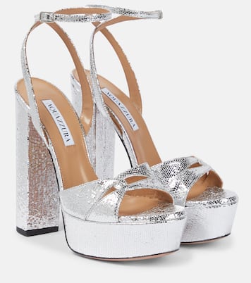 Sandales Sinner à plateau en cuir embossé | Aquazzura