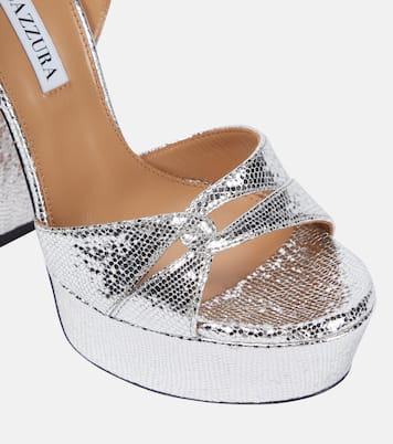 Sandales Sinner à plateau en cuir embossé | Aquazzura