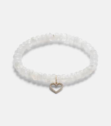 Bracelet en or 14 ct, pierre de lune et diamants | Sydney Evan