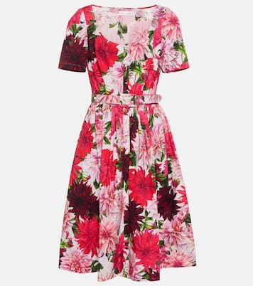 Abito midi con scollo rotondo e stampa | Oscar de la Renta