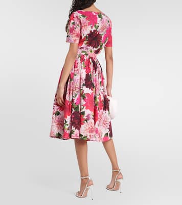 Abito midi con scollo rotondo e stampa | Oscar de la Renta