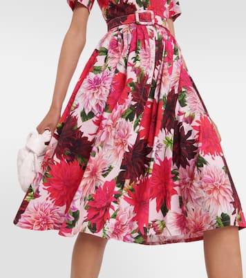 Abito midi con scollo rotondo e stampa | Oscar de la Renta