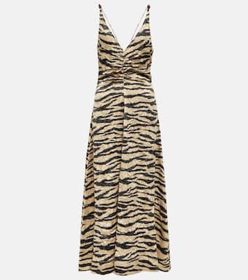 Printed satin slip midi dress | Ganni