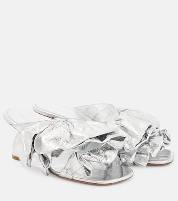 Pantoletten aus Metallic-Leder | Dries Van Noten