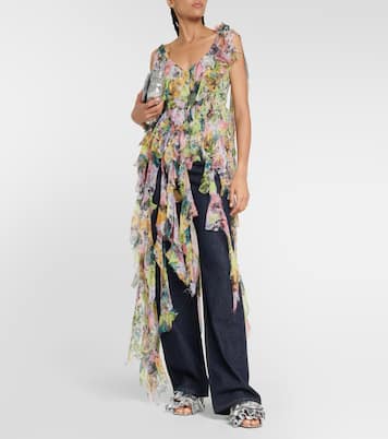 Pantoletten aus Metallic-Leder | Dries Van Noten