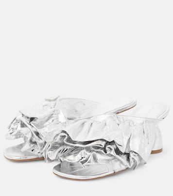 Pantoletten aus Metallic-Leder | Dries Van Noten