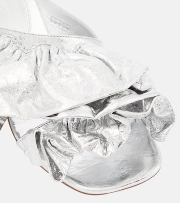 Pantoletten aus Metallic-Leder | Dries Van Noten
