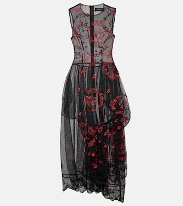 Robe midi brodée à fleurs | Simone Rocha