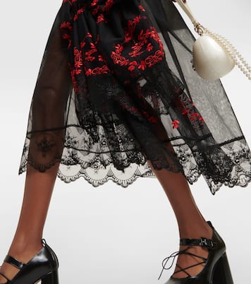 Robe midi brodée à fleurs | Simone Rocha