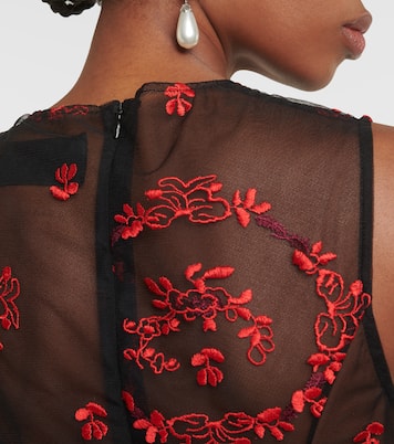 Robe midi brodée à fleurs | Simone Rocha