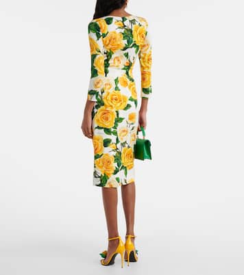 Abito midi in misto seta con stampa | Dolce&Gabbana